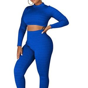 Women Crop Top & High Waist Yoga Legging Pants Set